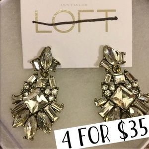LOFT clear sparkly brass earrings